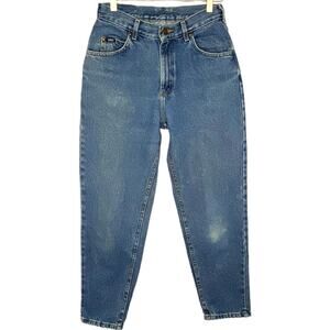 Vintage Lee Denim Mom Jeans High Waisted Tapered Leg 8 Petite 90s Grunge Preppy